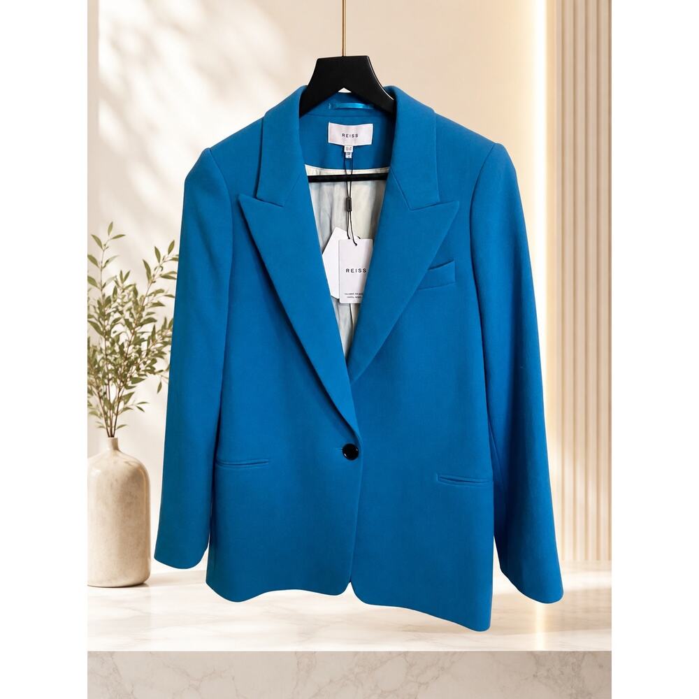 Reiss Blake Wool Blazer in Turquoise Blue